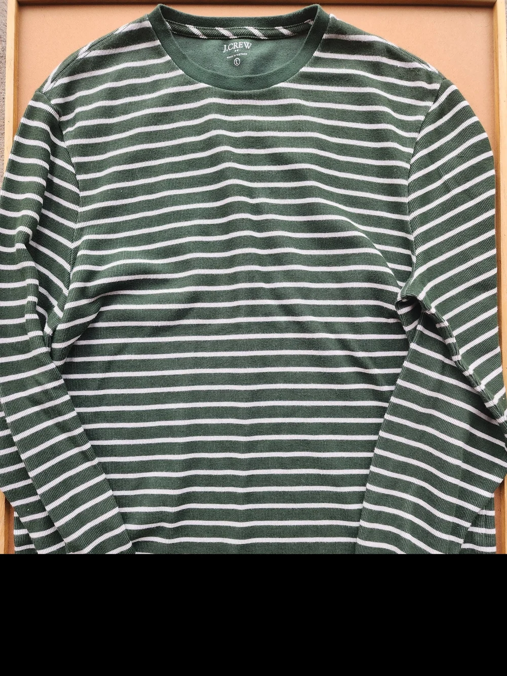 J.Crew Men's Striped Waffle Knit Long Sleeve Crewneck Shirt Large